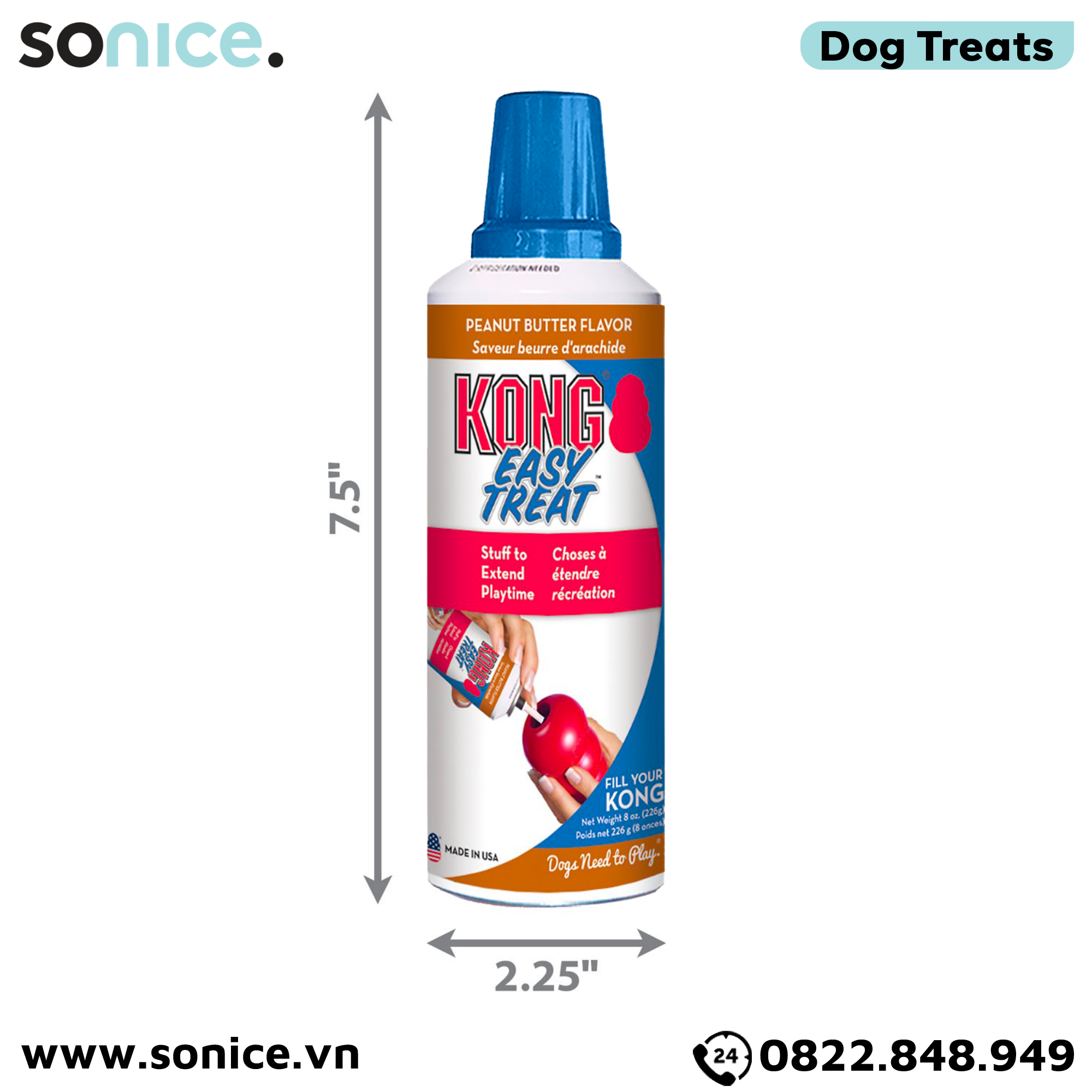  Treat Kong Stuff Easy Peanut Butter 226g - dạng gel vị bơ đậu phộng, kết hợp cùng đồ chơi KONG SONICE. 