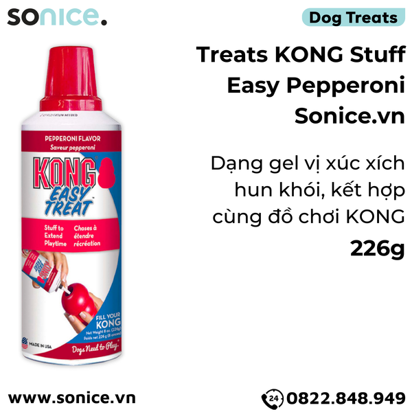  Treats Kong Stuff Easy Pepperoni 226g - dạng gel vị xúc xích hun khói, kết hợp cùng đồ chơi KONG SONICE. 