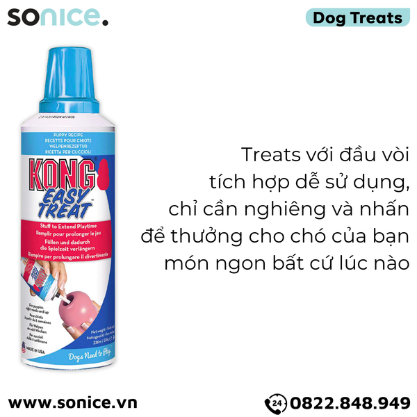  Treats Kong Stuff Easy Puppy Recipe 226g - dạng gel vị sữa & gan gà, kết hợp cùng đồ chơi KONG SONICE. 