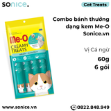  BÁNH THƯỞNG DẠNG KEM ME-O - HƯƠNG VỊ CÁ NGỪ - 60G - 6 gói SONICE. 