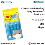  BÁNH THƯỞNG DẠNG KEM ME-O - HƯƠNG VỊ GÀ & GAN - 60G - 6 gói SONICE. 