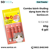  BÁNH THƯỞNG DẠNG KEM ME-O - HƯƠNG VỊ CÁ HỒI - 60G - 6 gói SONICE. 