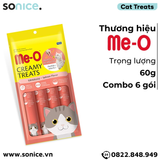  BÁNH THƯỞNG DẠNG KEM ME-O - HƯƠNG VỊ CÁ HỒI - 60G - 6 gói SONICE. 