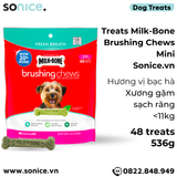  Treats Milk-Bone Brushing Chews Mini 536g - 48 treats - xương gặm sạch răng thơm miệng bạc hà <11kg SONICE. 