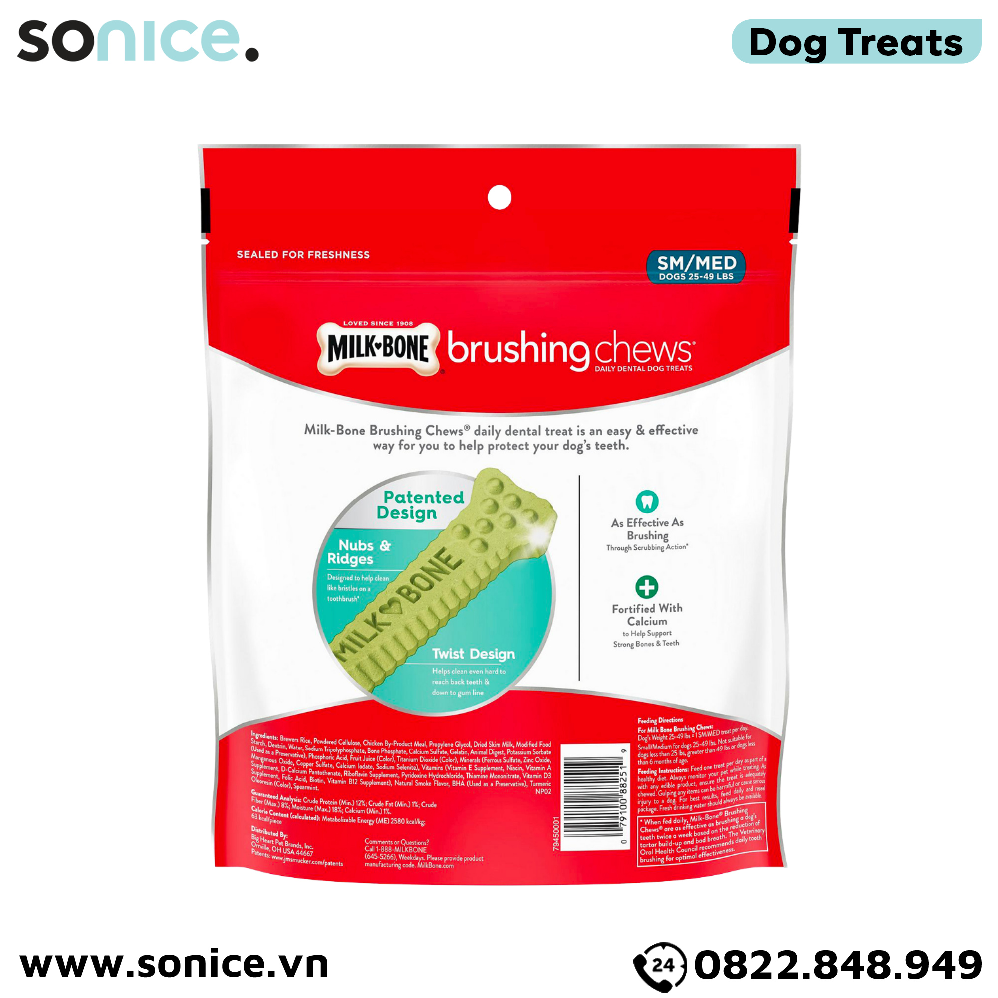  Treats Milk-Bone Brushing Chews 201g - 9 treats - Xương gặm sạch răng thơm miệng bạc hà SONICE. 