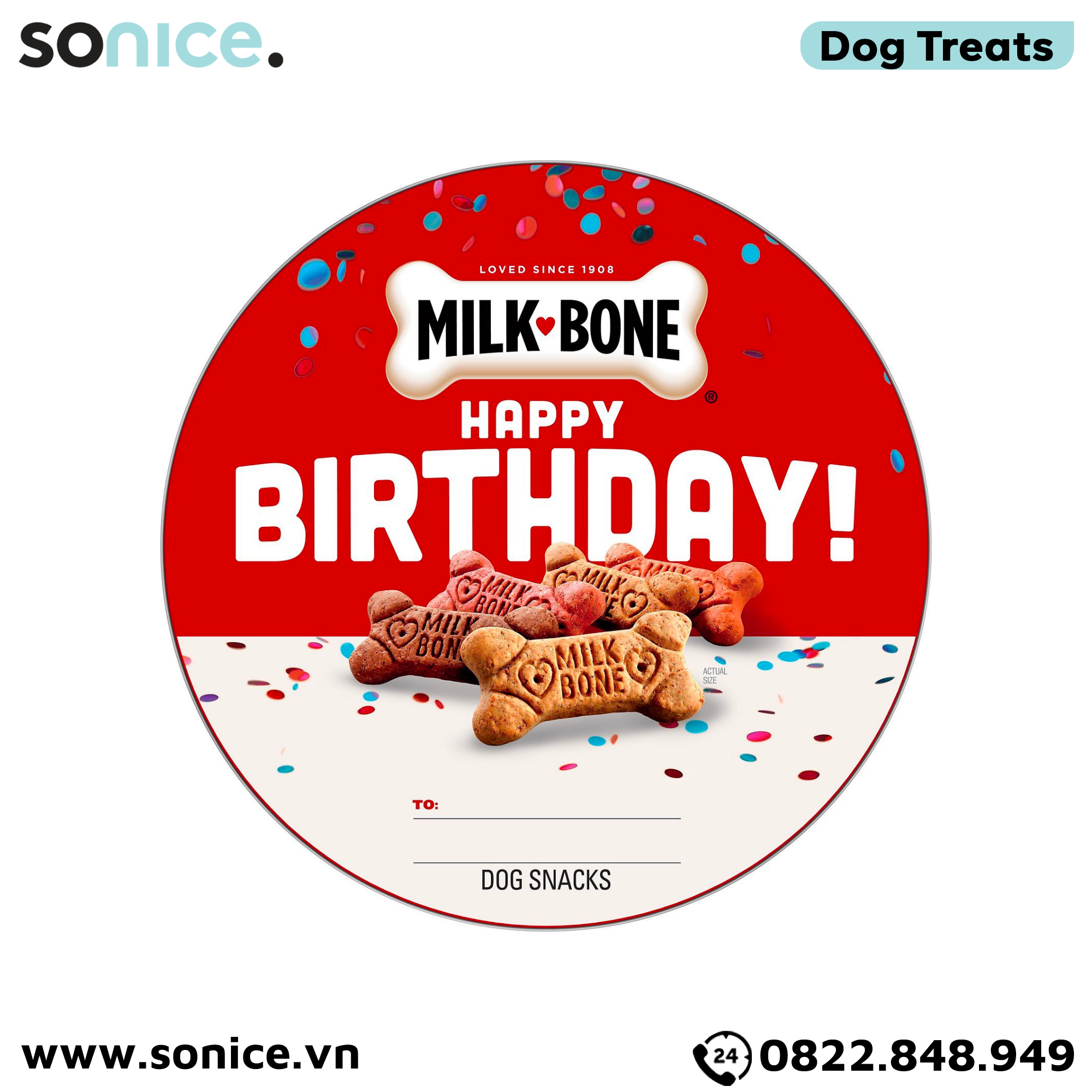  Treats Milk-Bone Happy Birthday Mix 5 Flavours & Vitamin 1.02kg - Bacon, Beef, Chicken, Sausage & Turkey SONICE. 