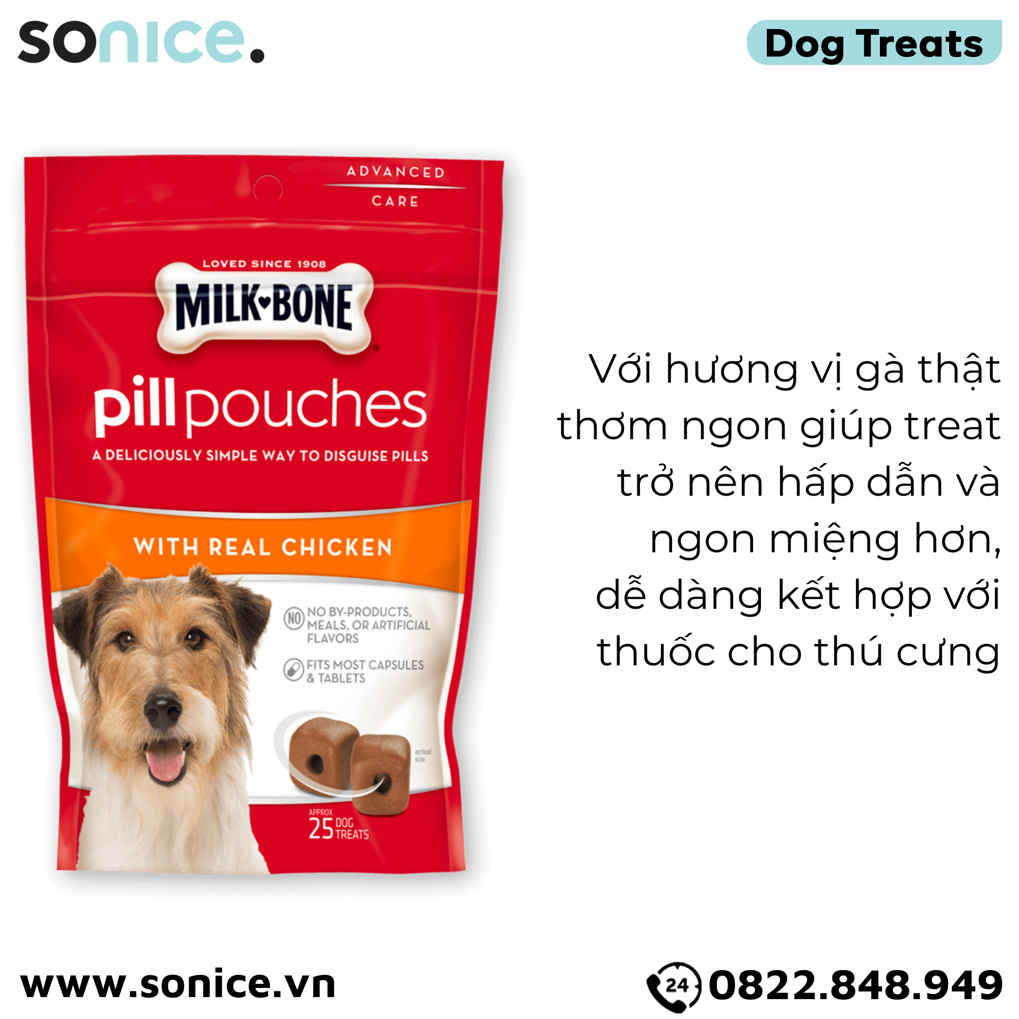  Treat Milk-Bone Pill Pouches Chicken 170g - nhét được viên thuốc cho chó SONICE. 