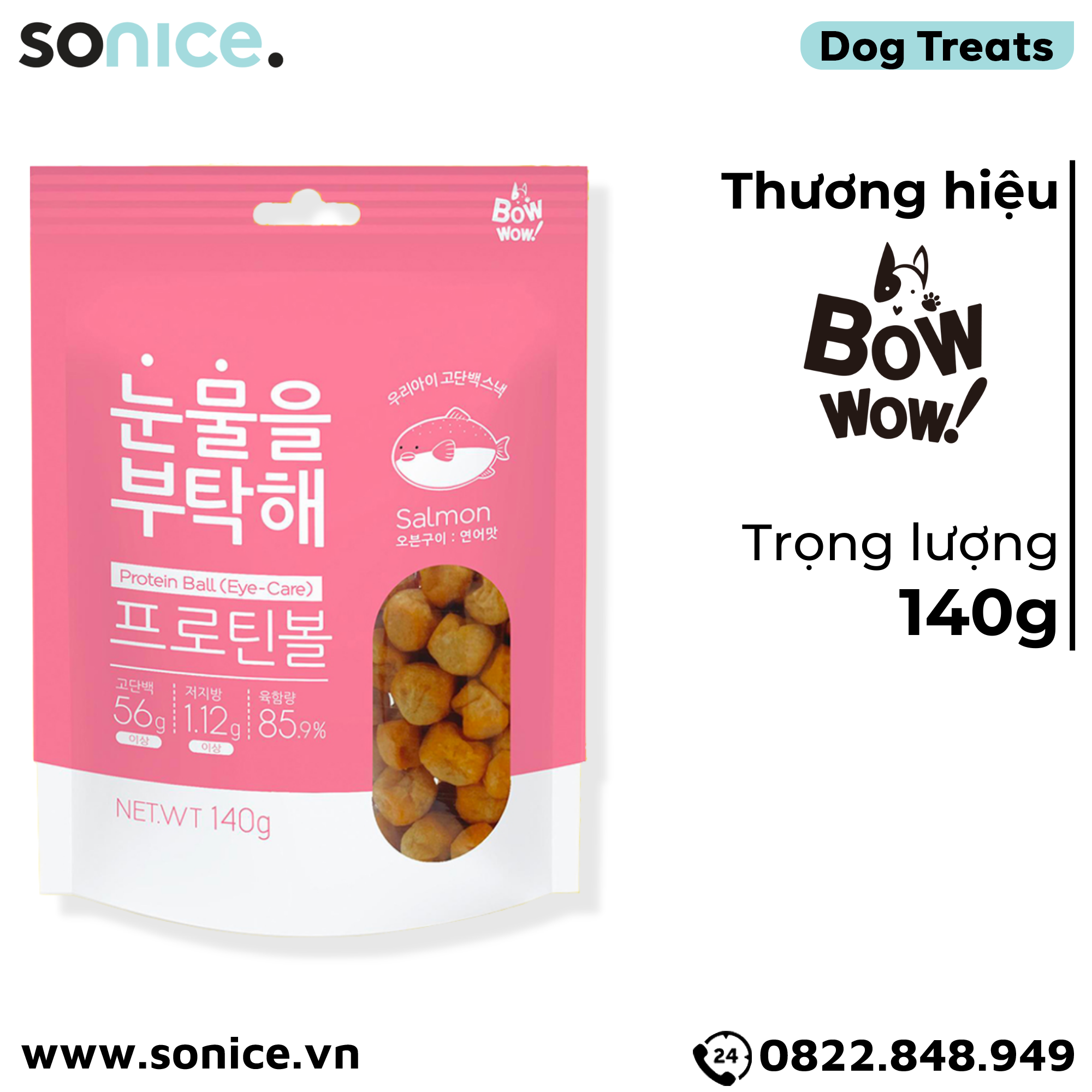  Treats Petsmix Oven Baked Protein Ball Eye-Care Salmon 140g - Cá Hồi, tăng cường thị lực SONICE. 