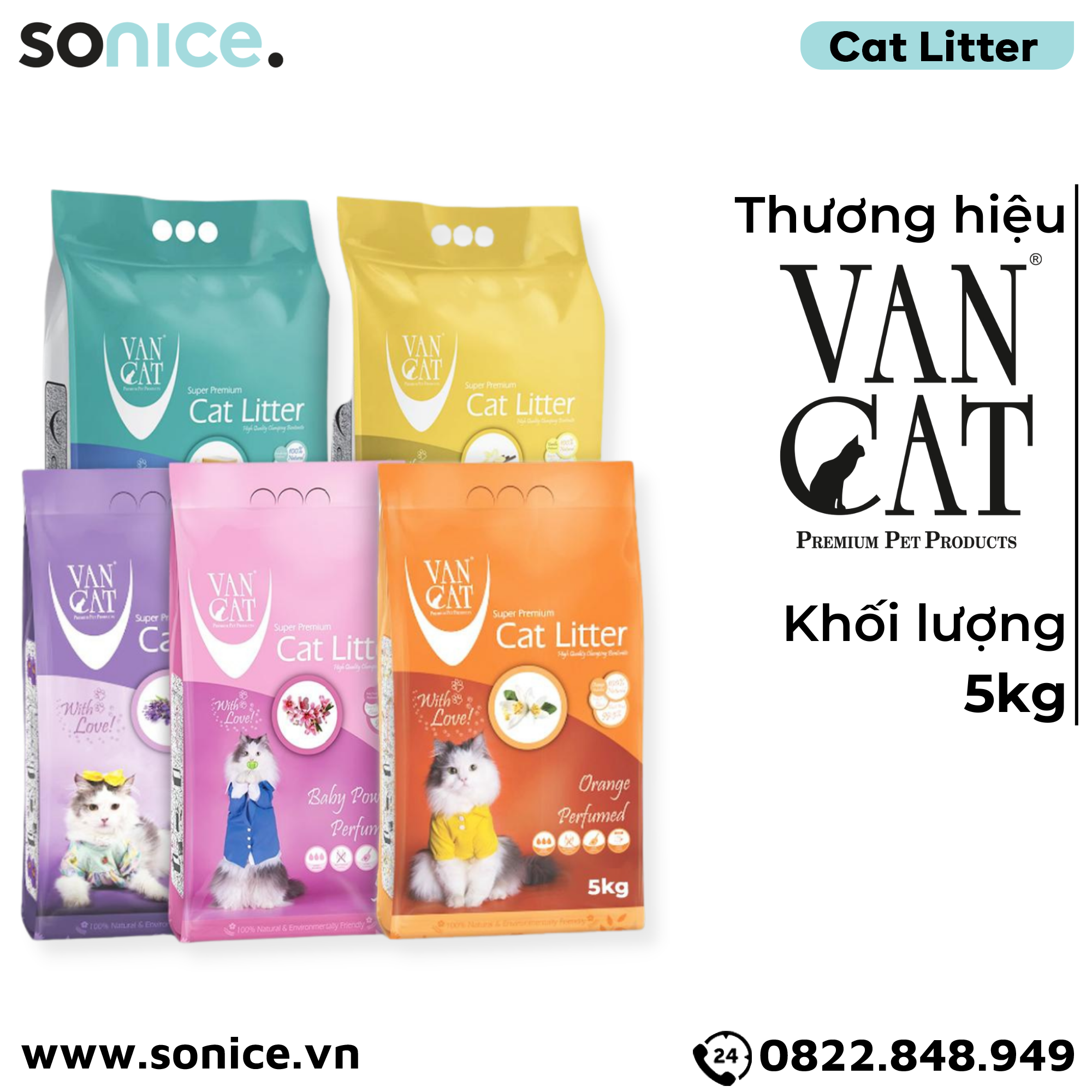  Cát vệ sinh mèo VANs Catsand Super Premium Litter 5kg SONICE. 