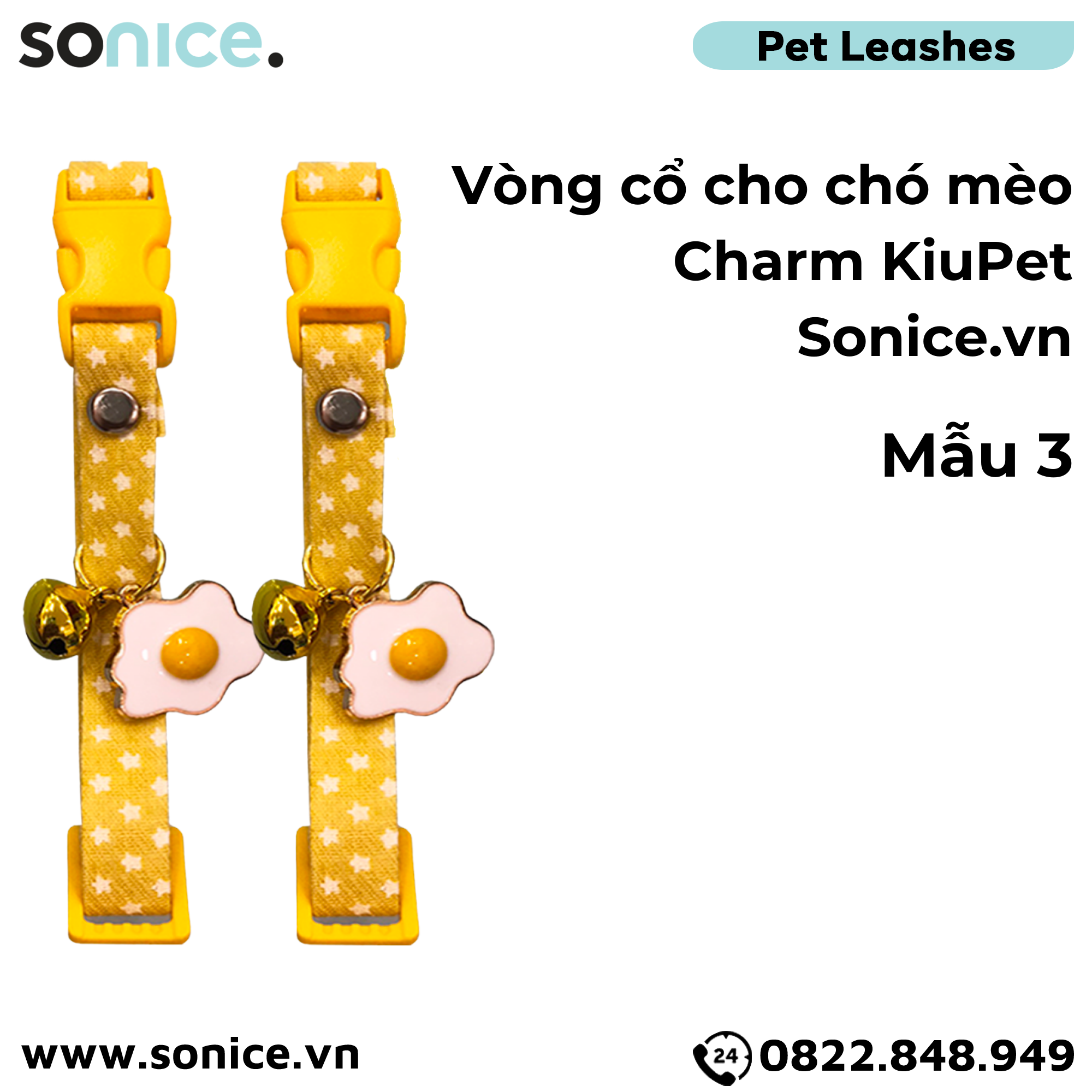  Vòng cổ cho chó mèo có charm KiuPet - dưới 5kg SONICE. 