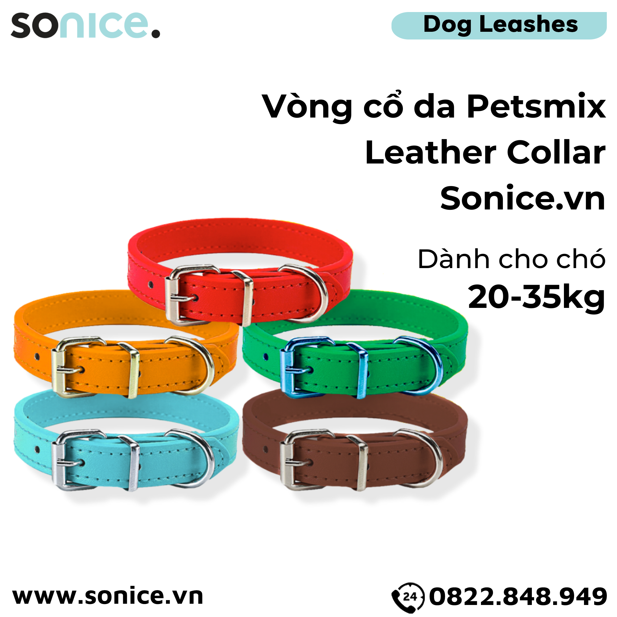  Vòng cổ da Petsmix Leather Collar size 20-35kg SONICE. 