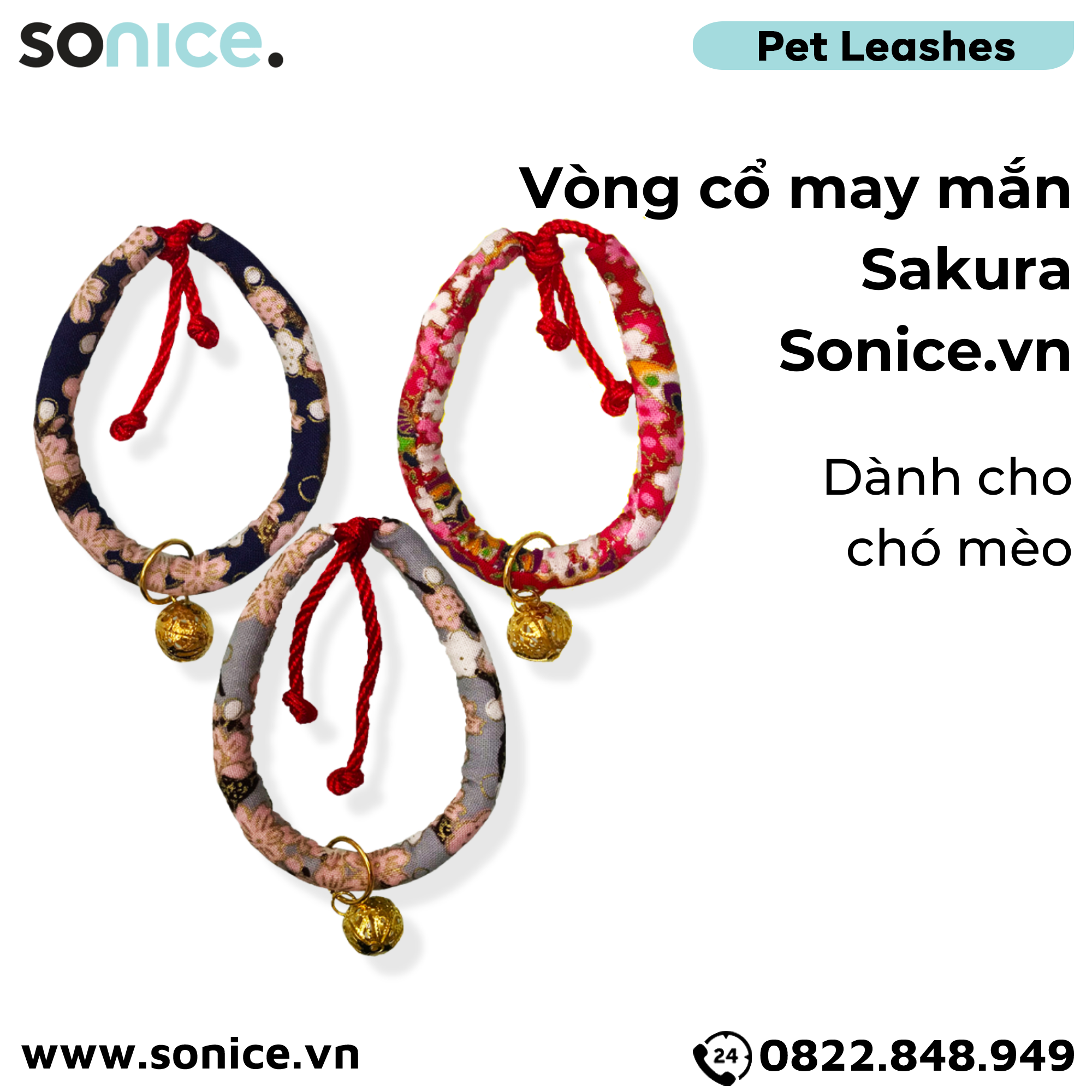  Vòng cổ may mắn Sakura cho thú cưng SONICE. 