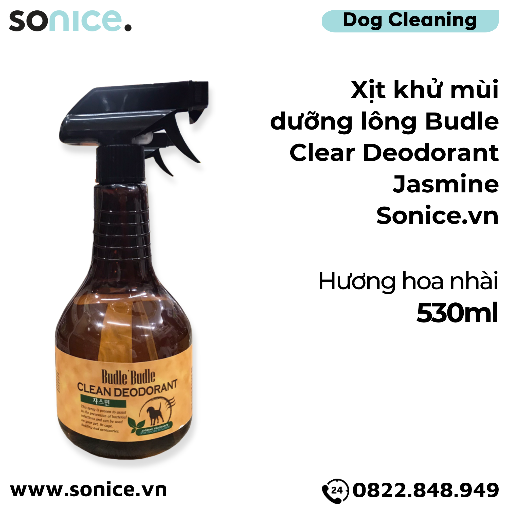  Xịt khử mùi dưỡng lông Budle Clear Deodorant Jasmine 530ml - hoa nhài SONICE. 