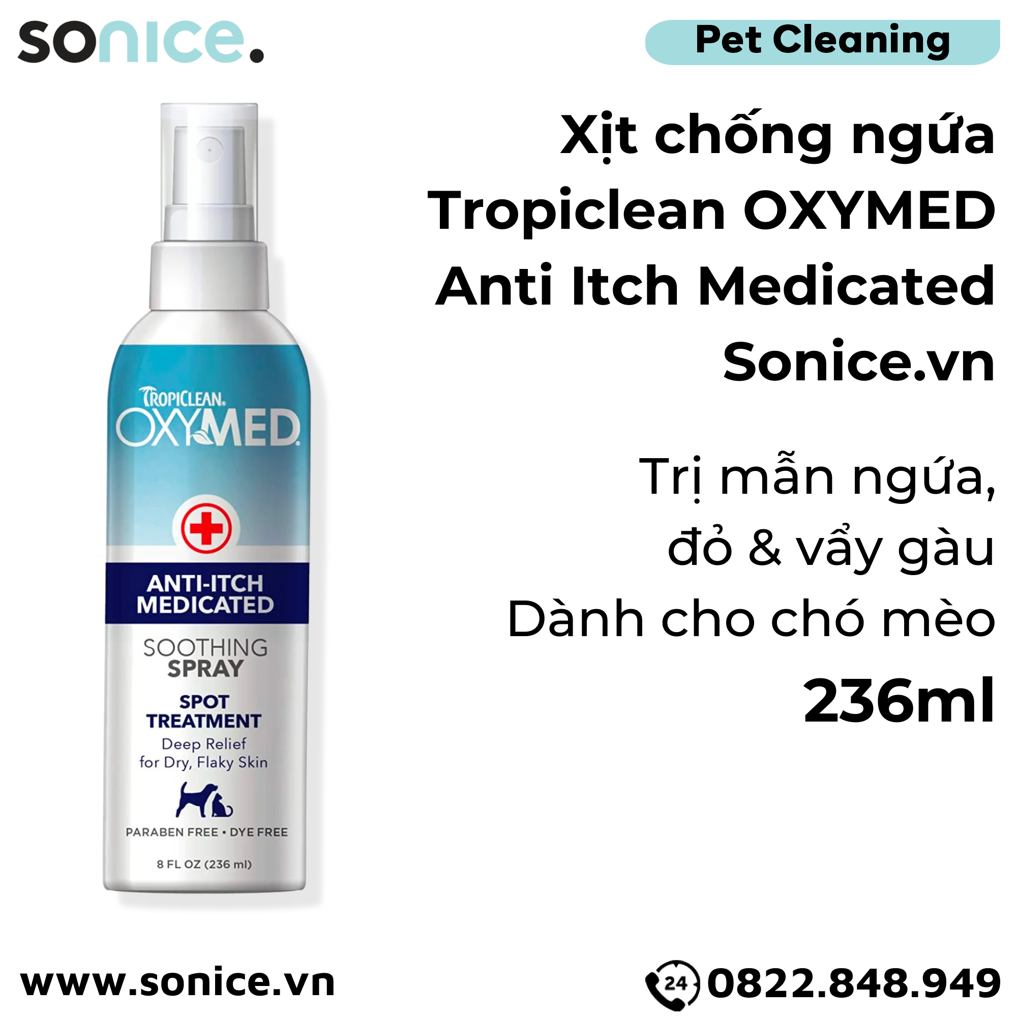  Xịt chống ngứa OxyMED Anti Itch Medicated 236ml SONICE. 