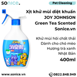  Xịt khử mùi diệt khuẩn Joy Johnson Green Tea Scented 400ml - Khử mùi hôi chất thải của Chó Mèo, hương trà xanh, Nhật Bản - SONICE. 