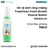  Xịt vệ sinh răng miệng TropiClean FRESH BREATH Butter 118ml - vị bơ SONICE. 