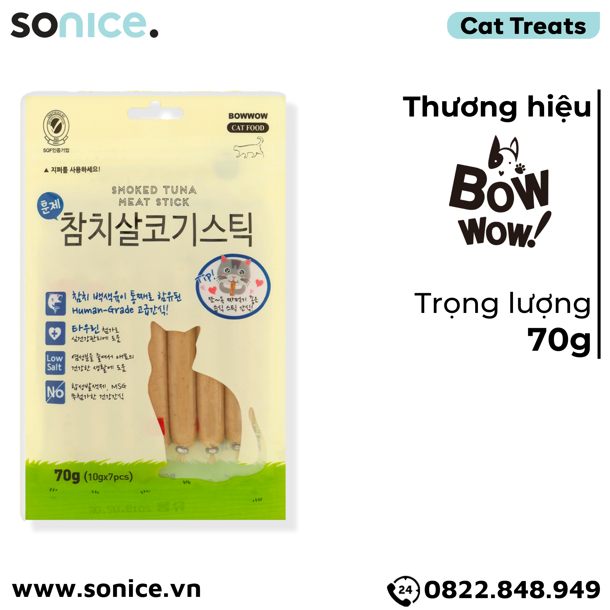  Xúc xích Cá Ngừ Petsmix Smoked Tuna 70g - Hỗ trợ xương khớp & hệ thần kinh cho mèo SONICE. 