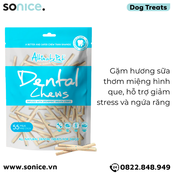  Xương gặm thơm miệng Dental Chews Mini Stick 150g - 55 milk - Thanh que vị sữa SONICE. 