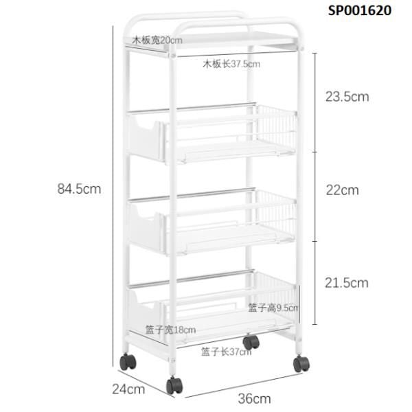  Kệ kim loại để khe tủ lạnh có ray trượt, bánh xe 