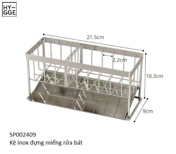  Kệ đựng miếng rửa bát INOX đáy vát 