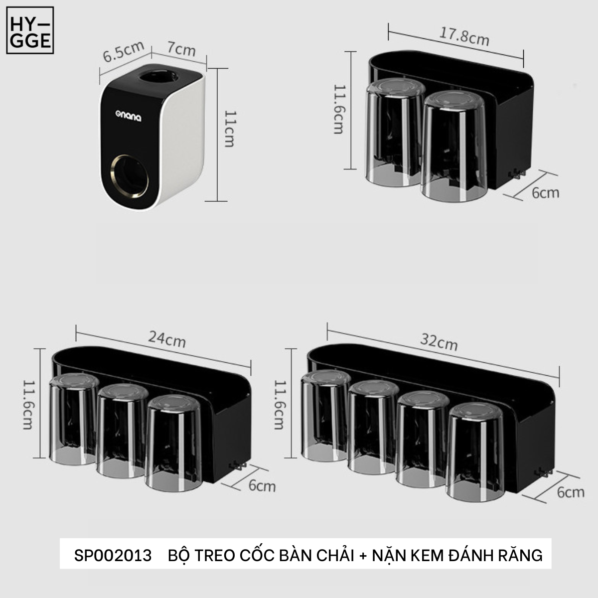  Bộ treo cốc bàn chải + nặn kem đánh răng 