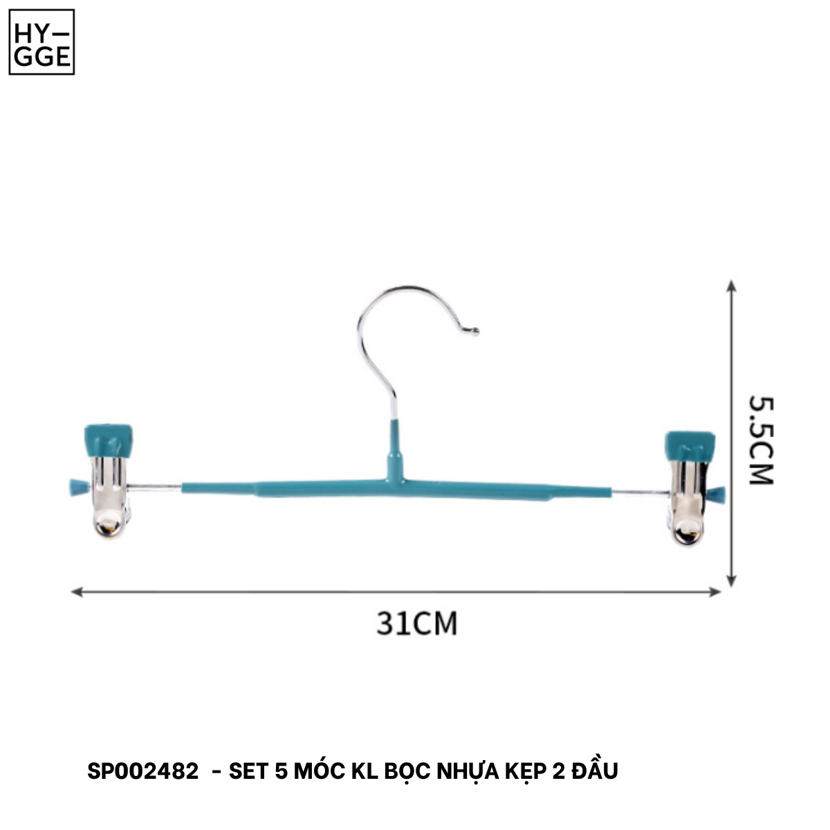  Set 5 móc KL bọc nhựa kẹp 2 đầu 