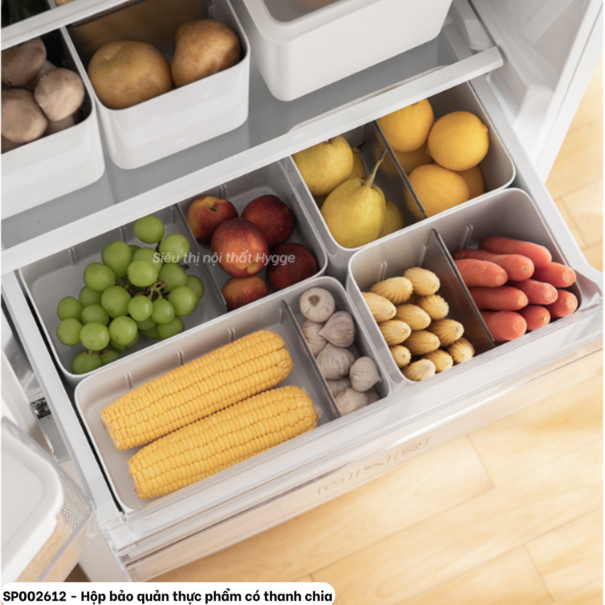  Hộp bảo quản thực phẩm tủ lạnh có thanh chia 
