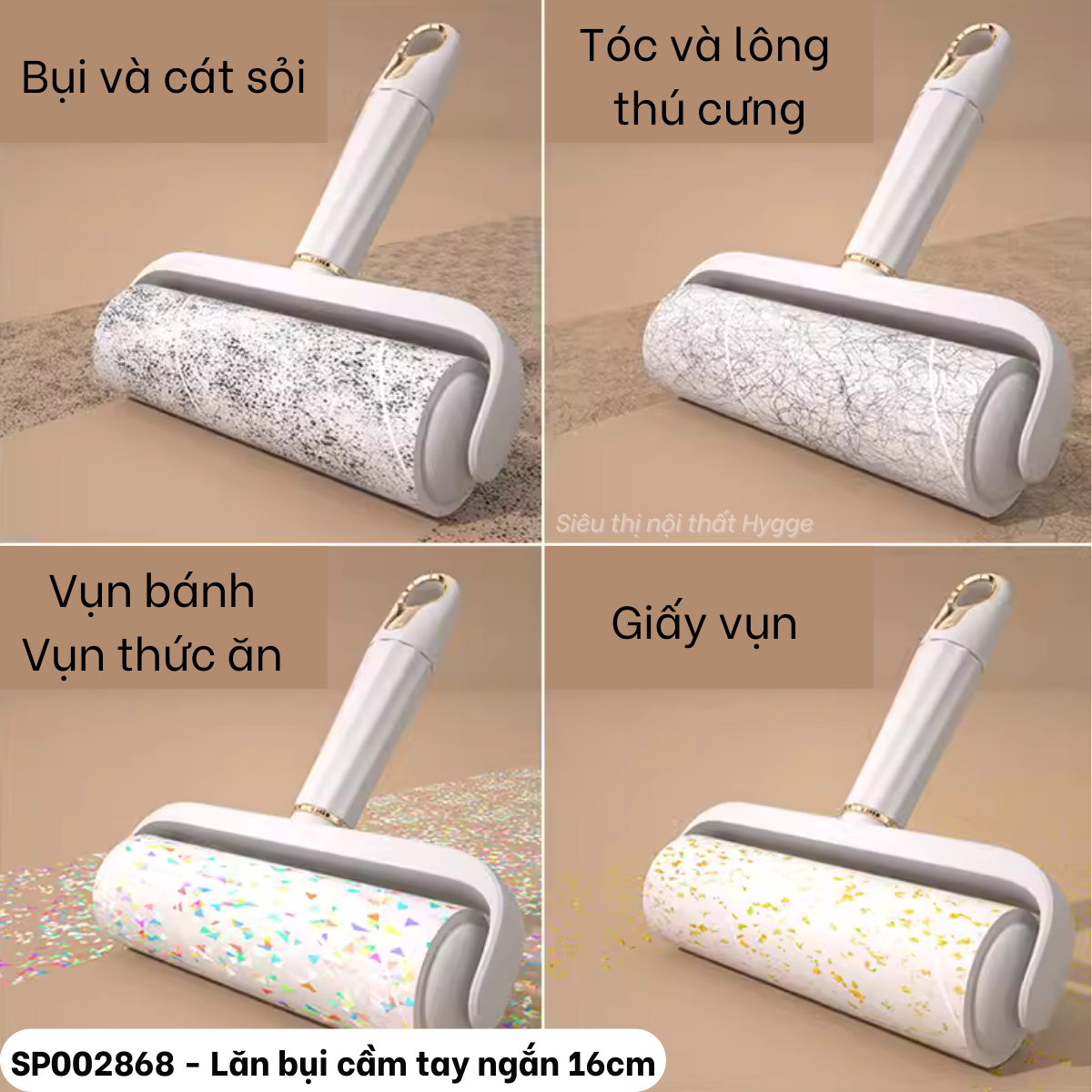  Lăn bụi cầm tay ngắn 16cm (kèm đầu thay thế) 