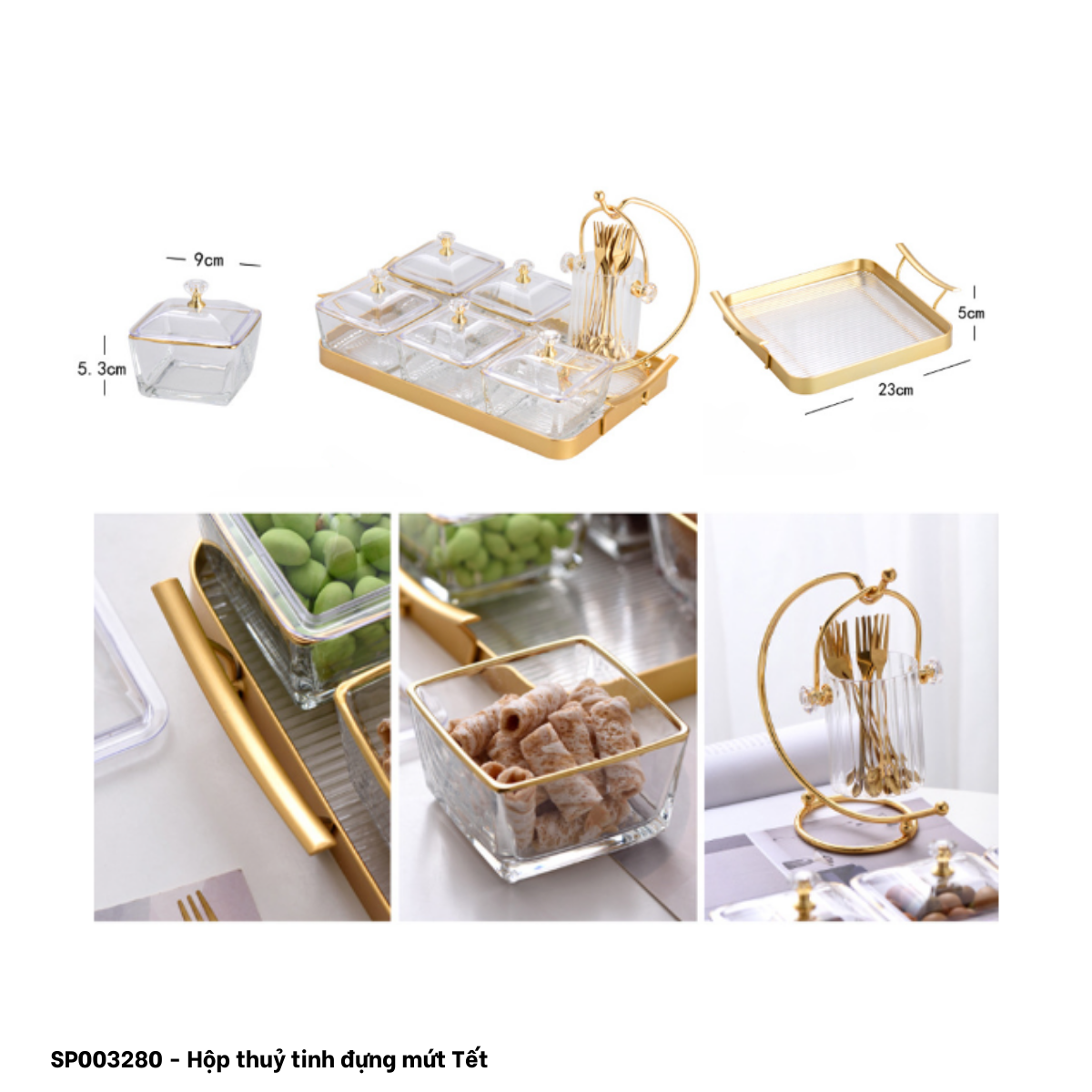  Hộp thuỷ tinh đựng mứt Tết 