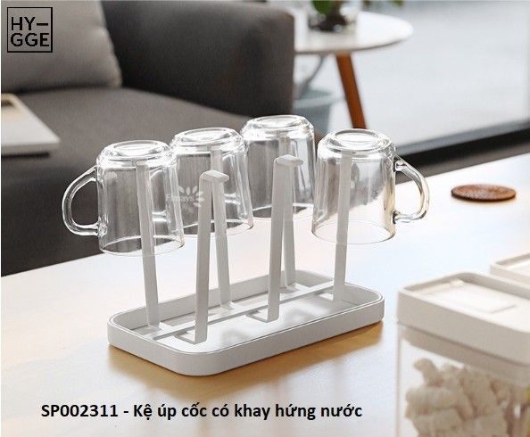  Kệ úp cốc kèm khay trắng 