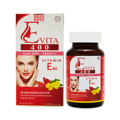 Viên uống đẹp da Evita 400 - chai màu đỏ