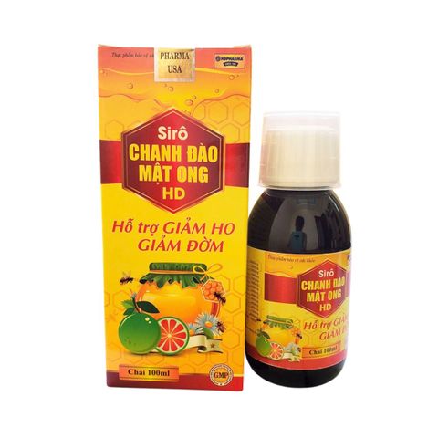 Siro Chanh đào mật ong HD (đỏ) hỗ trợ bổ phế, giảm ho, giảm đờm