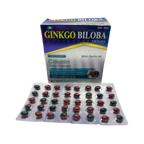 Ginkgo Biloba Citicolin Tinh Dầu Tỏi Đen 120Mg (Hộp Xanh Biển)