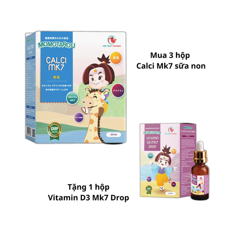 Mua 3 hộp Siro Momotarou Calci mk7 sữa non tặng 1 hộp Vitamin D3 Mk7 Drop