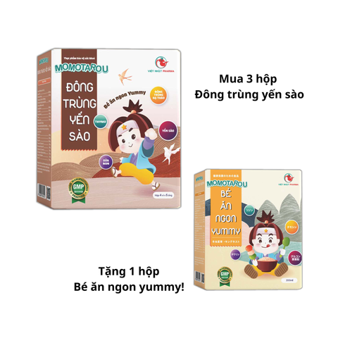 Mua 3 hộp Siro Momotarou Đông trùng yến sào tặng 1 hộp Bé ăn ngon yummy