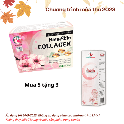 Mua 5 Serum Dưỡng Da Hana Skin Collagen tặng 3 Bọt vệ sinh HANAKI dành cho nữ (hồng)