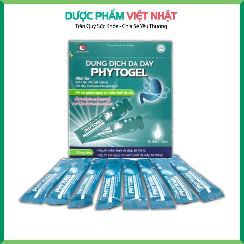 Dung Dịch Dạ Dày Phytogel hỗ trợ giảm acid dịch vị, giúp bảo vệ niêm mạc dạ dày, hỗ trợ giảm nguy cơ viêm loét dạ dày, tá tràng