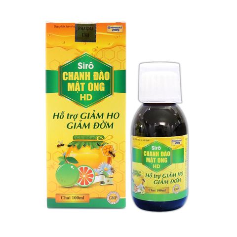 Siro Siro Chanh Đào Mật Ong HD (vàng xanh) hỗ trợ bổ phế, giảm ho