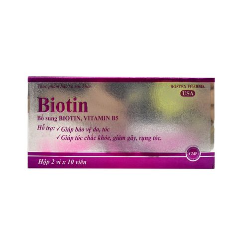 Viên uống bổ sung Biotin giảm rụng tóc, bảo vệ da, chắc móng (Hộp 20 viên)