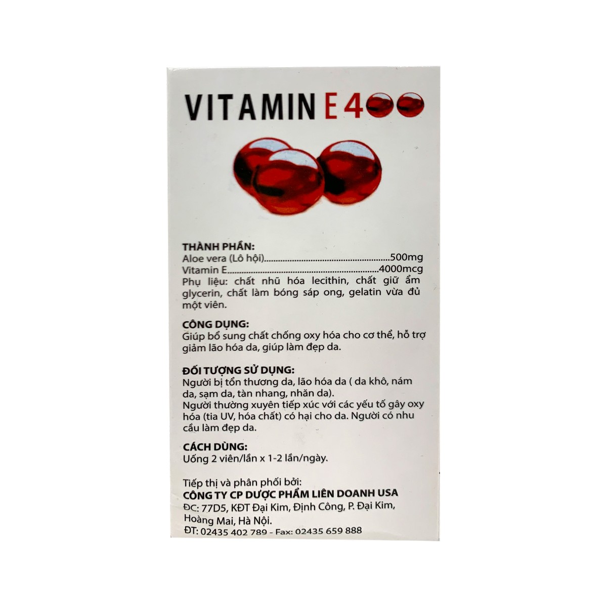 Viên uống vitamin E 400 đỏ nga
