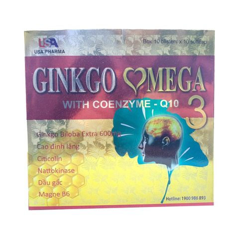 Hoạt huyết dưỡng não Ginkgo omega 3 with Coenzym Q10 vàng đỏ