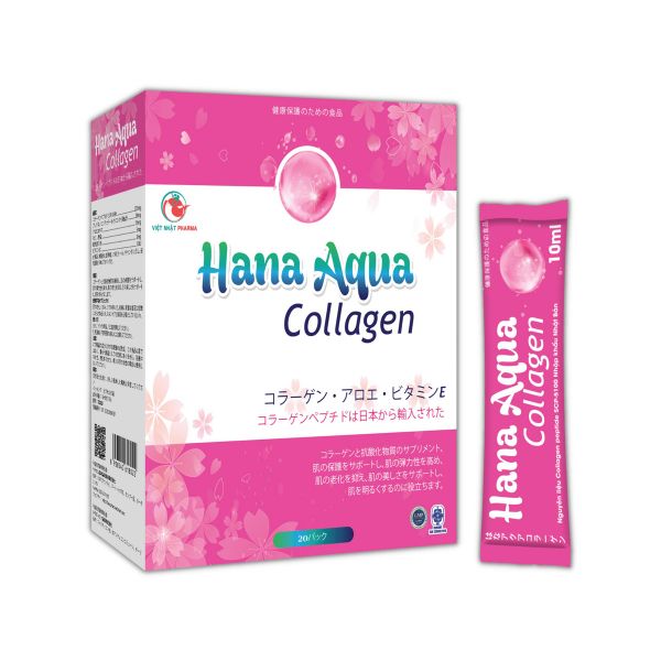 Nước uống đẹp da Hana Aqua Collagen hỗ trợ giảm lão hóa da, giúp da căng bóng sáng mịn