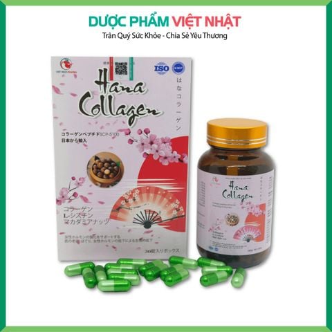 Hana Collagen giúp da mịn màng, tăng cường nội tiết tố nữ (chai màu hồng)