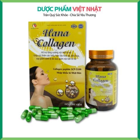 Hana Collagen giúp da mịn màng, tăng cường nội tiết tố nữ (chai màu vàng)