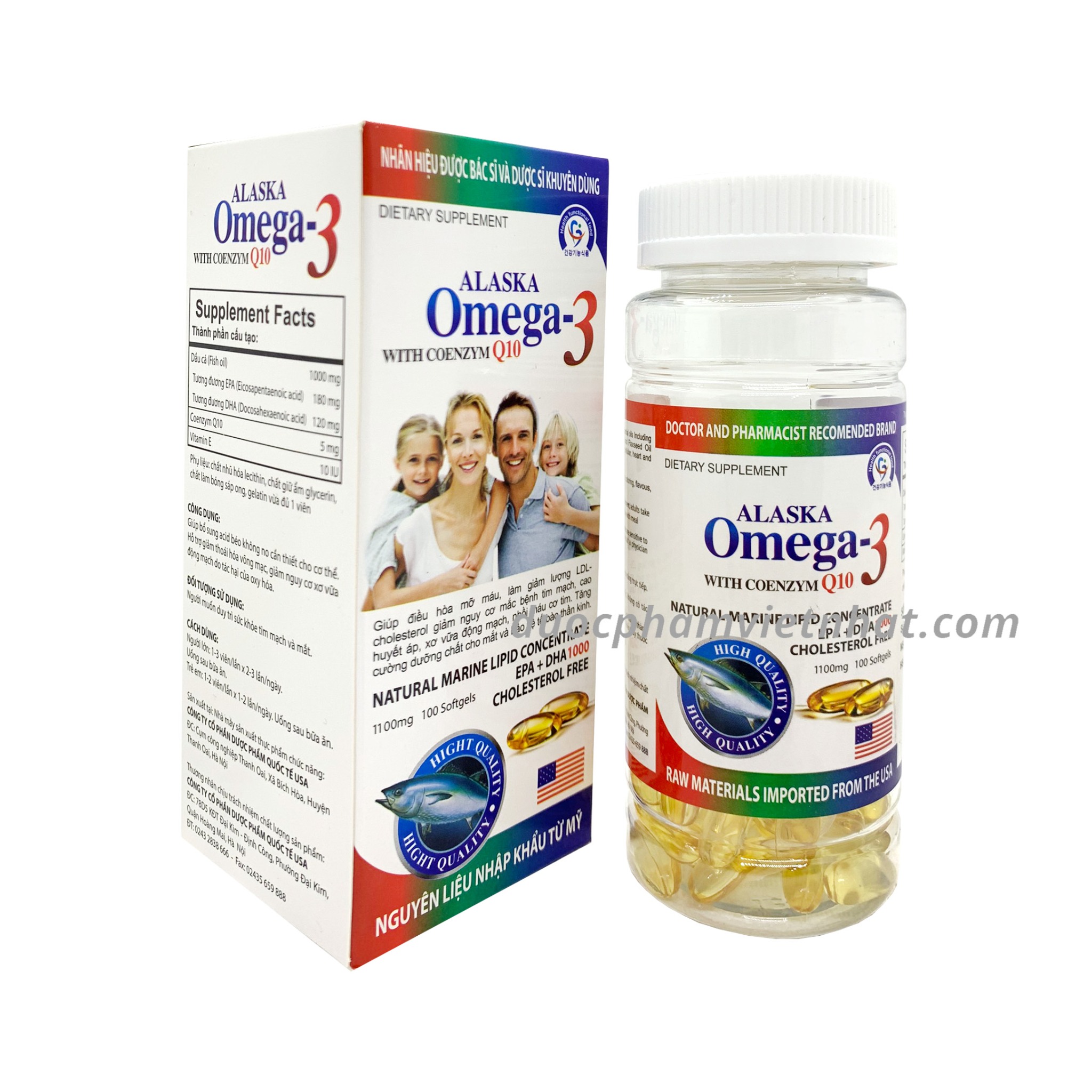 Viên dầu cá ALASKA OMEGA3 WITH COENZYM Q10 hỗ trợ tăng cường sức khỏe