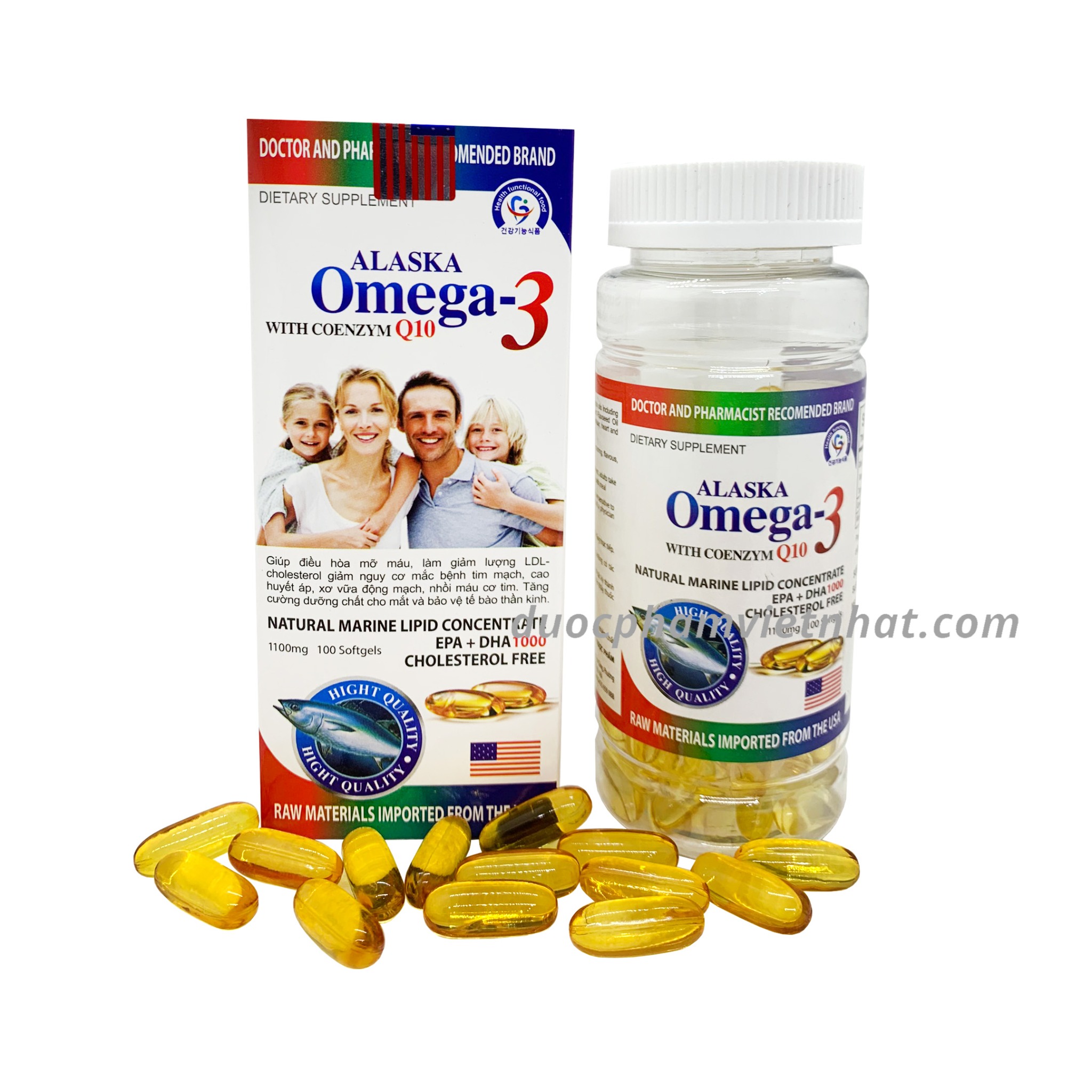 Viên dầu cá ALASKA OMEGA3 WITH COENZYM Q10 hỗ trợ tăng cường sức khỏe