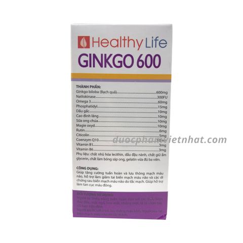 Hoạt huyết dưỡng não Health Life Ginkgo 600 Natural tím