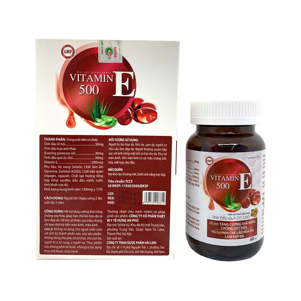 Viên uống đẹp da Vitamin E 500 óc chó hỗ trợ làm đẹp da