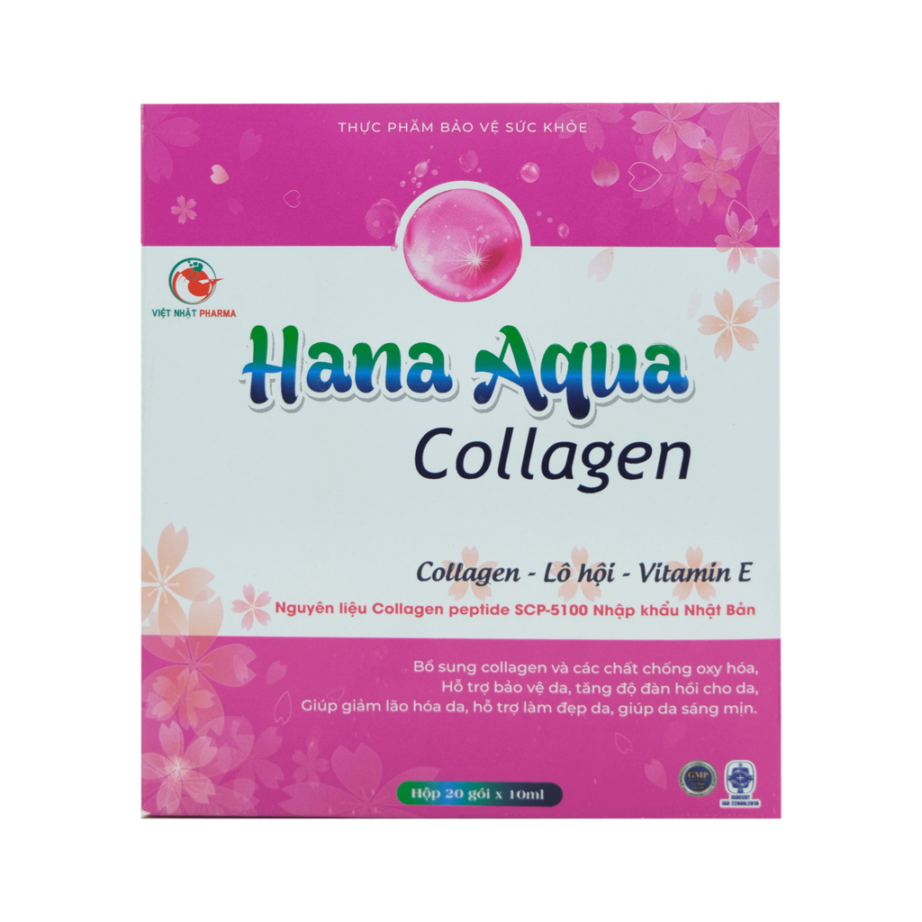 Nước uống đẹp da Hana Aqua Collagen hỗ trợ giảm lão hóa da, giúp da căng bóng sáng mịn