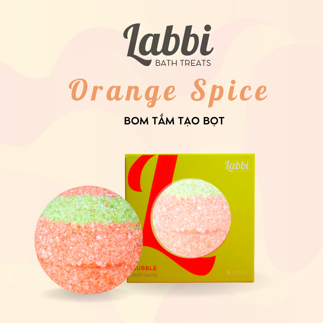 ORANGE SPICE [Labbi] Bubble Bath bomb / Viên tạo bọt bồn tắm / Bom tắm